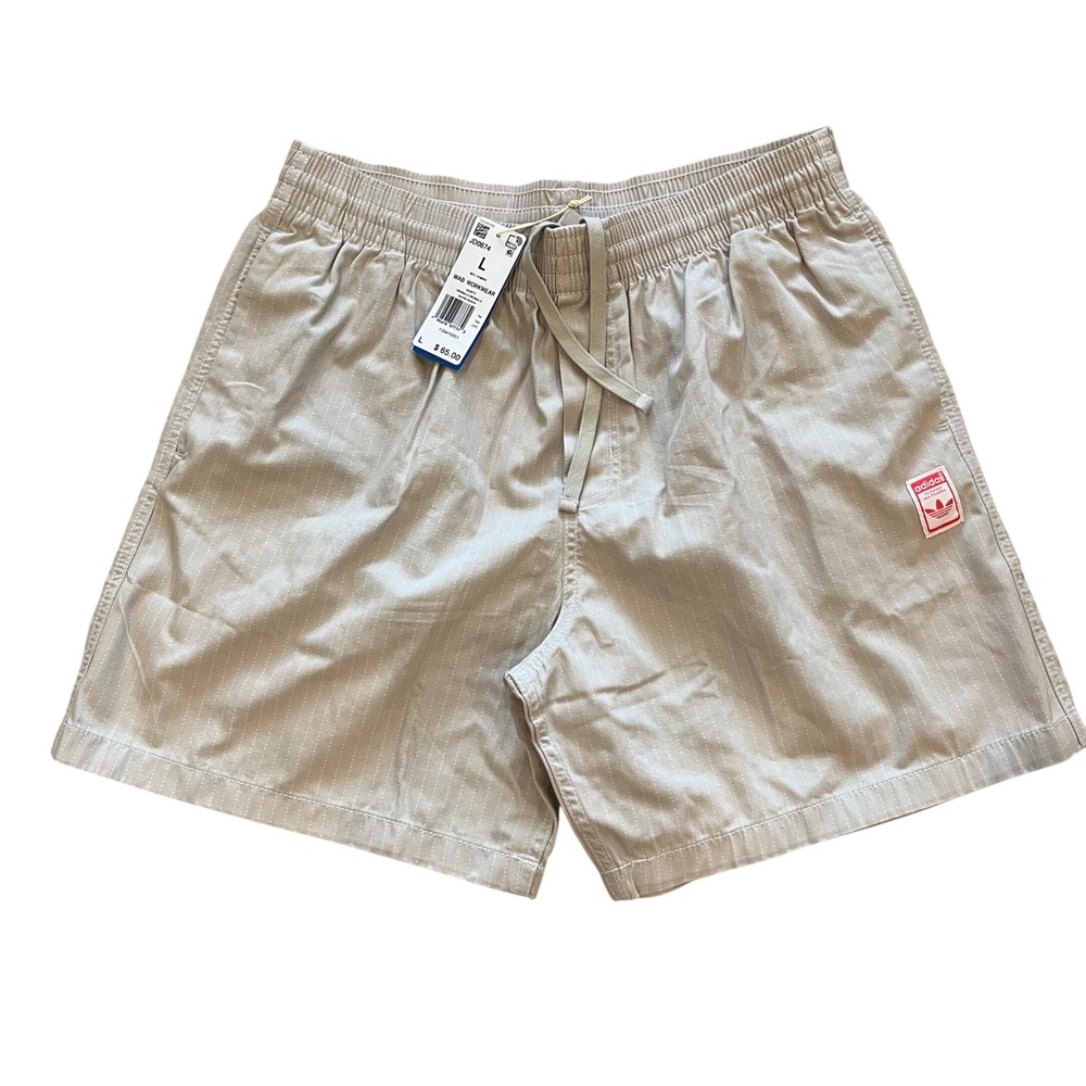 Adidas Originals WAB Workwear Shorts Mens Large‎ Beige Pinstripe JD0674 NWT